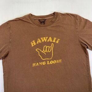 Vintage Fossil T-Shirt Size XL Hawaii Hang Loose Brown Cotton Surf Faded Y2k